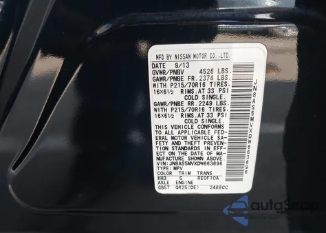 2013 Nissan Rogue S z USA, uszkodzony, nr VIN JN8AS5MVXDW663696